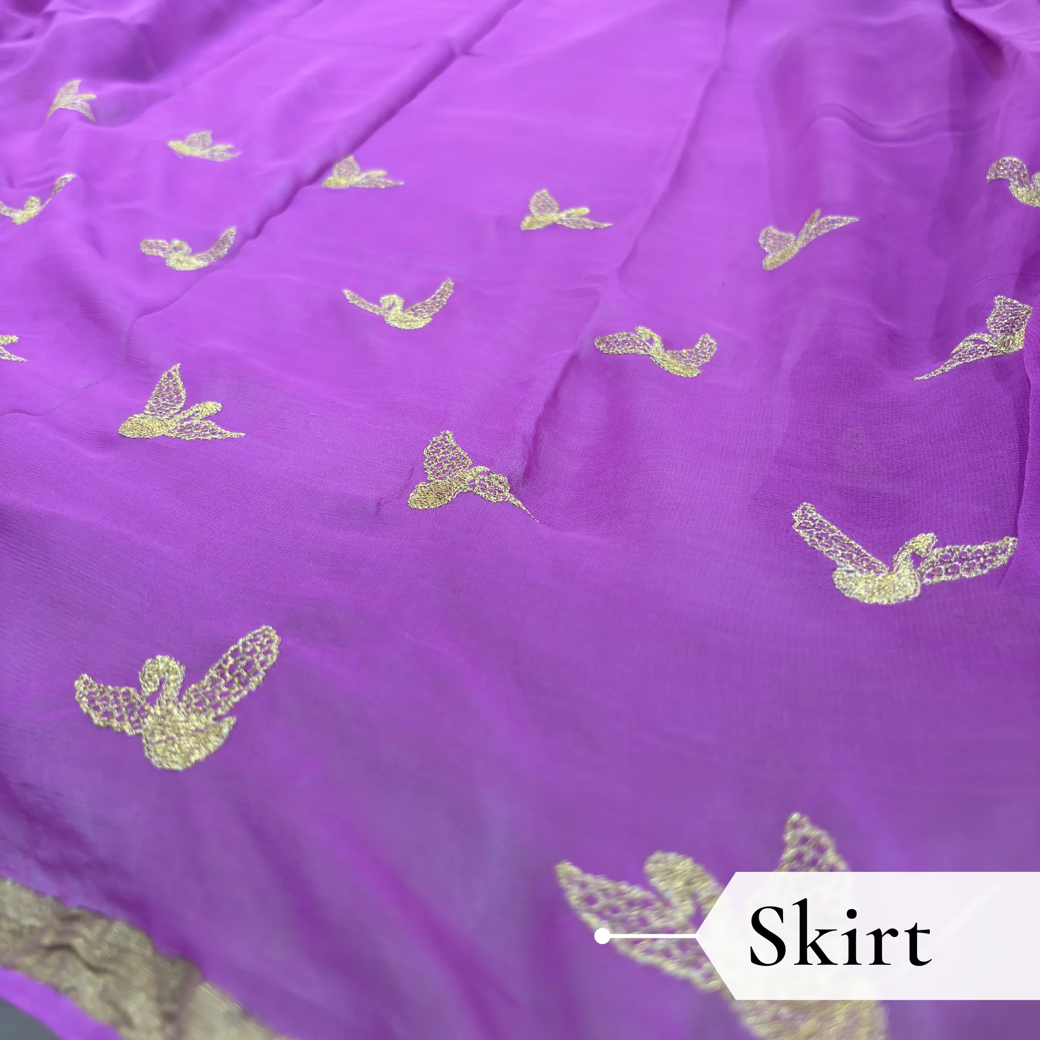 Viscose Georgette Hans Embroidered Saree — Purple - Image 3