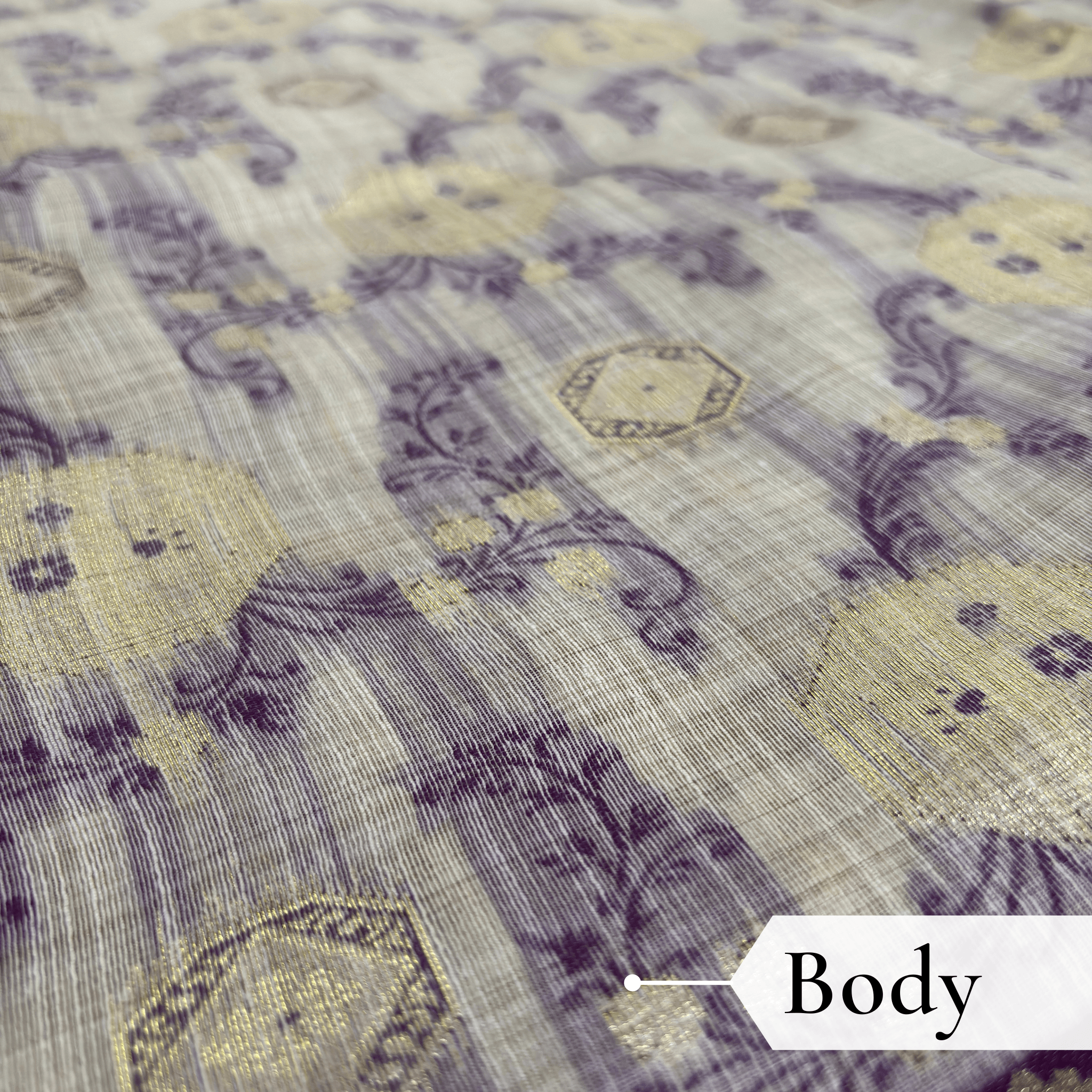 Cotton Geometric Bel Woven Saree — Violet - Image 3
