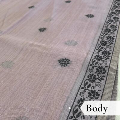 Cotton Kalamkari Woven Saree — Purple — Daftar — draped, walking