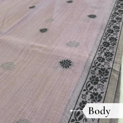 Cotton Kalamkari Woven Saree — Purple — Daftar — draped, walking