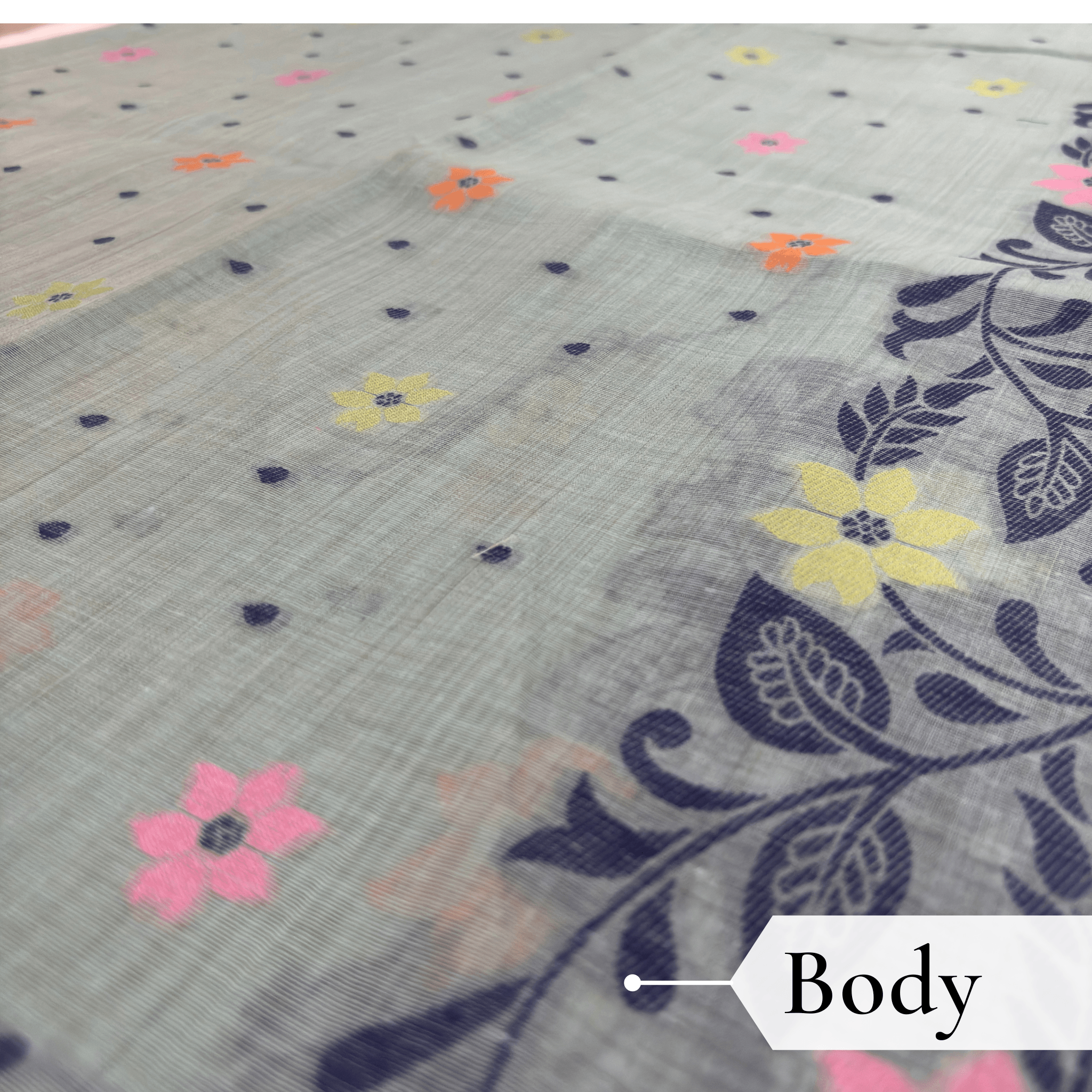 Cotton Jamdani Woven Saree — Ice Blue — Tyohar — draped, walking