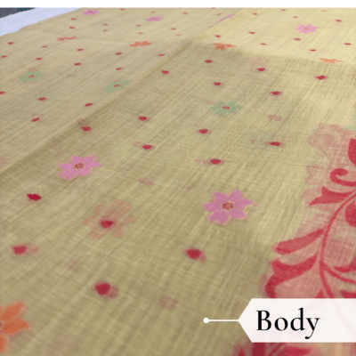 Cotton Jamdani Woven Saree — Lemon Yellow — Tyohar — draped, walking