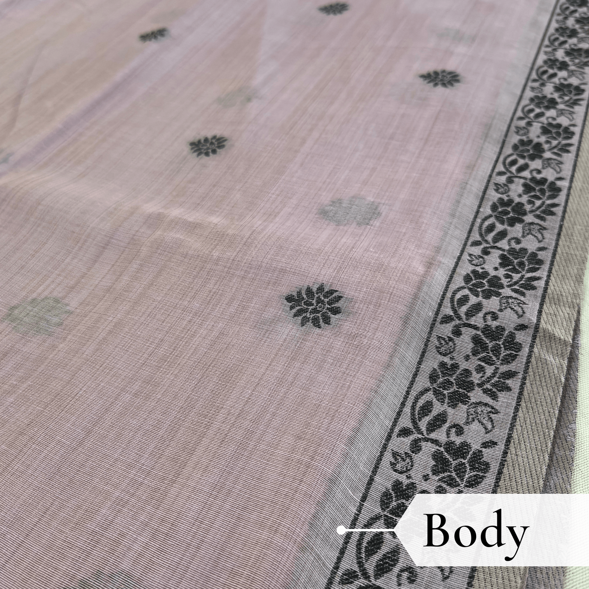 Cotton Kalamkari Woven Saree — Purple — Daftar — draped, walking