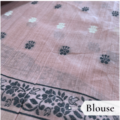 Cotton Kalamkari Woven Saree — Pink — Daftar — pallu detail