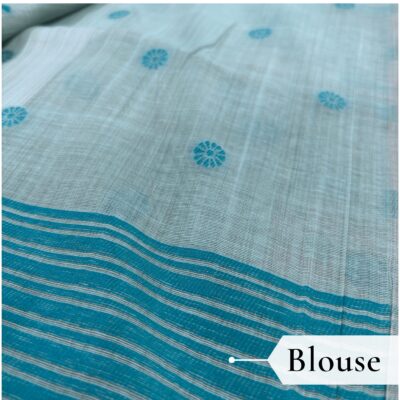 Cotton Jamdani Woven Saree — Mint Green — Tyohar — pallu detail