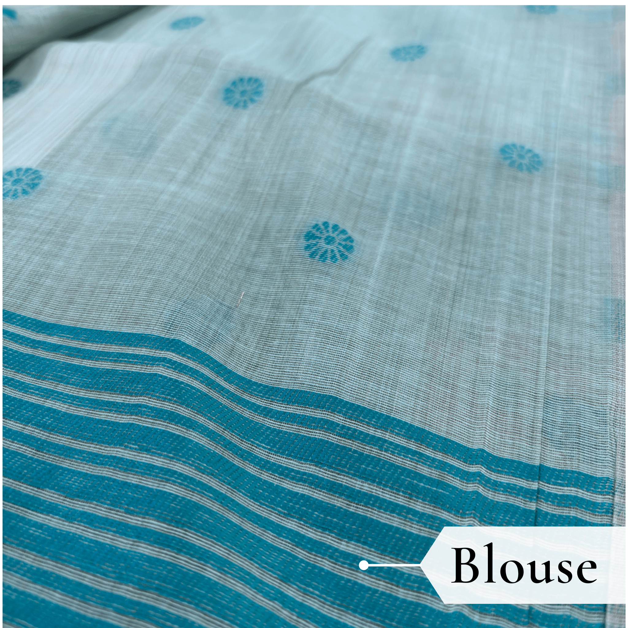 Cotton Jamdani Woven Saree — Mint Green — Tyohar — pallu detail