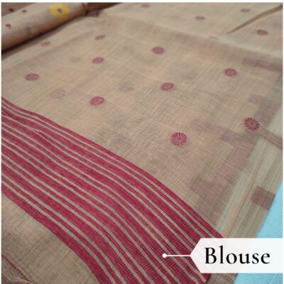 Cotton Jamdani Woven Saree — Peach — Tyohar — pallu detail