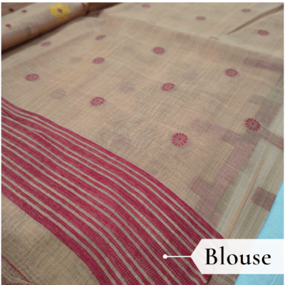 Cotton Jamdani Woven Saree — Peach — Tyohar — pallu detail