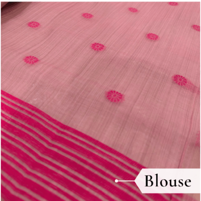 Cotton Jamdani Woven Saree — Baby Pink — Tyohar — pallu detail