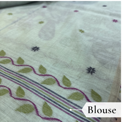 Cotton Mor Woven Saree — Mint Green — Tyohar — pallu detail
