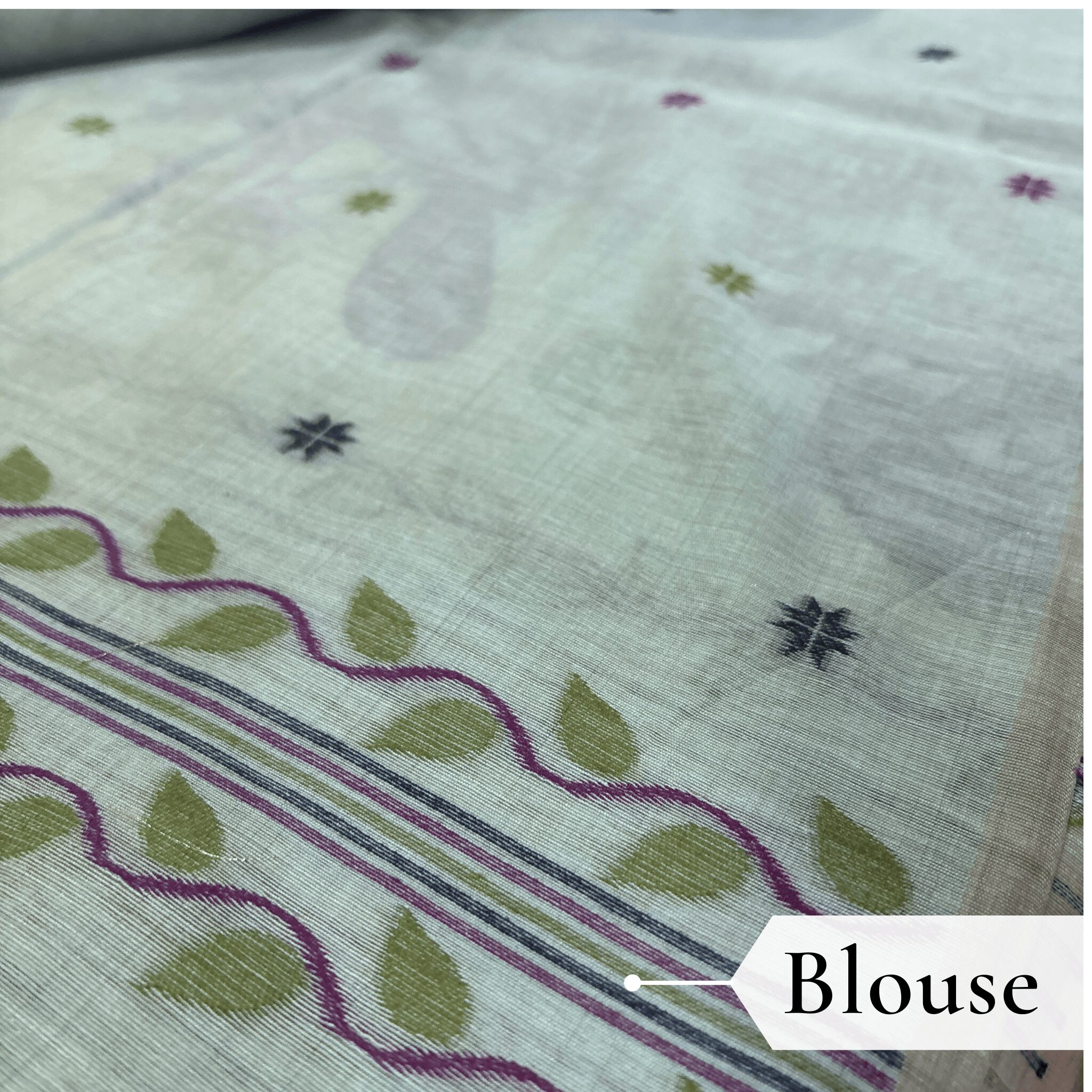 Cotton Mor Woven Saree — Mint Green — Tyohar — pallu detail