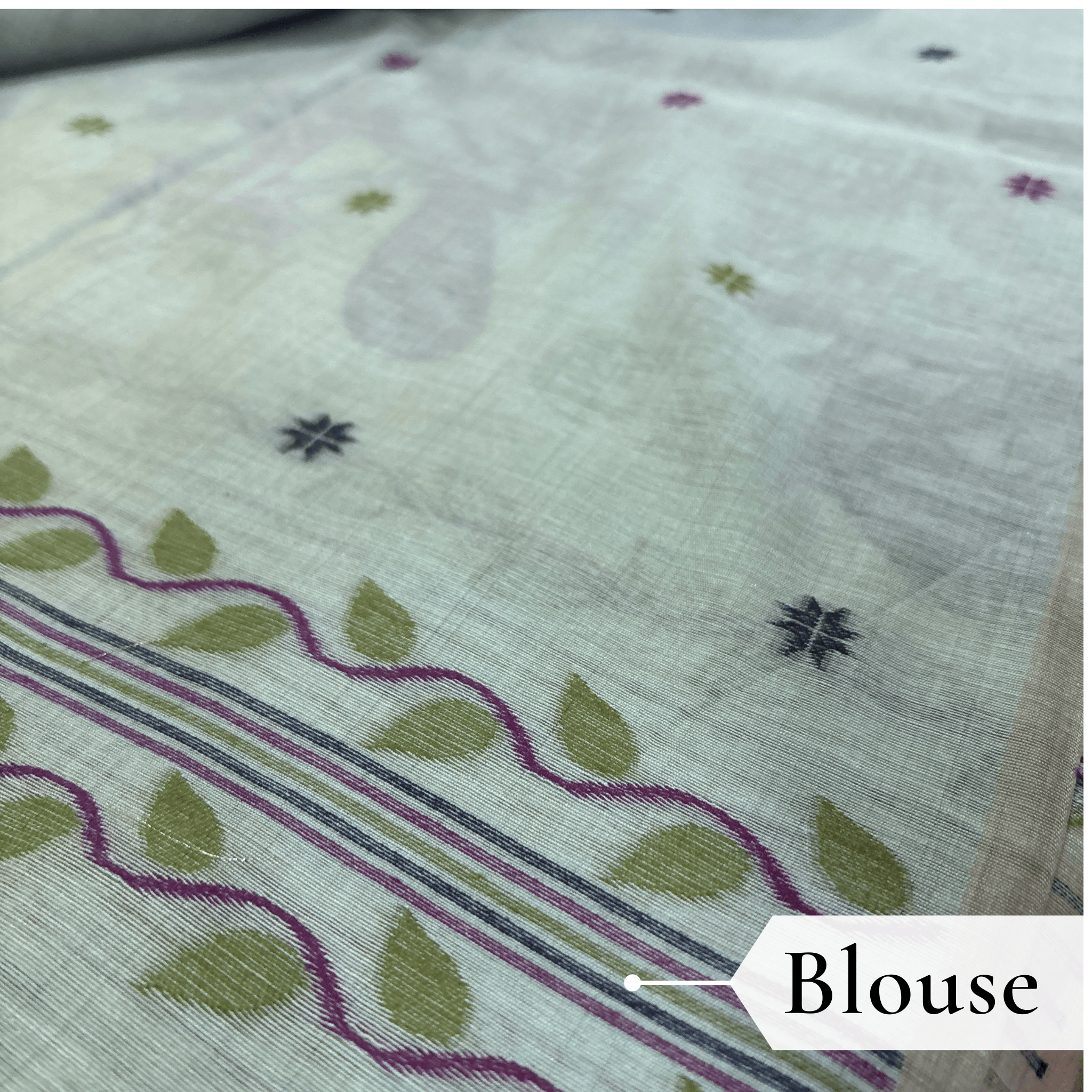 Cotton Mor Woven Saree — Mint Green — Tyohar — pallu detail