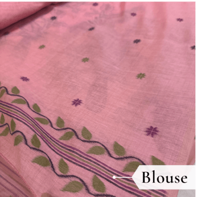 Cotton Mor Woven Saree — Pink — Tyohar — pallu detail