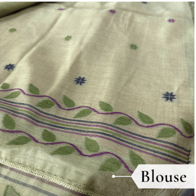 Cotton Mor Woven Saree — Lime Green — Tyohar — pallu detail