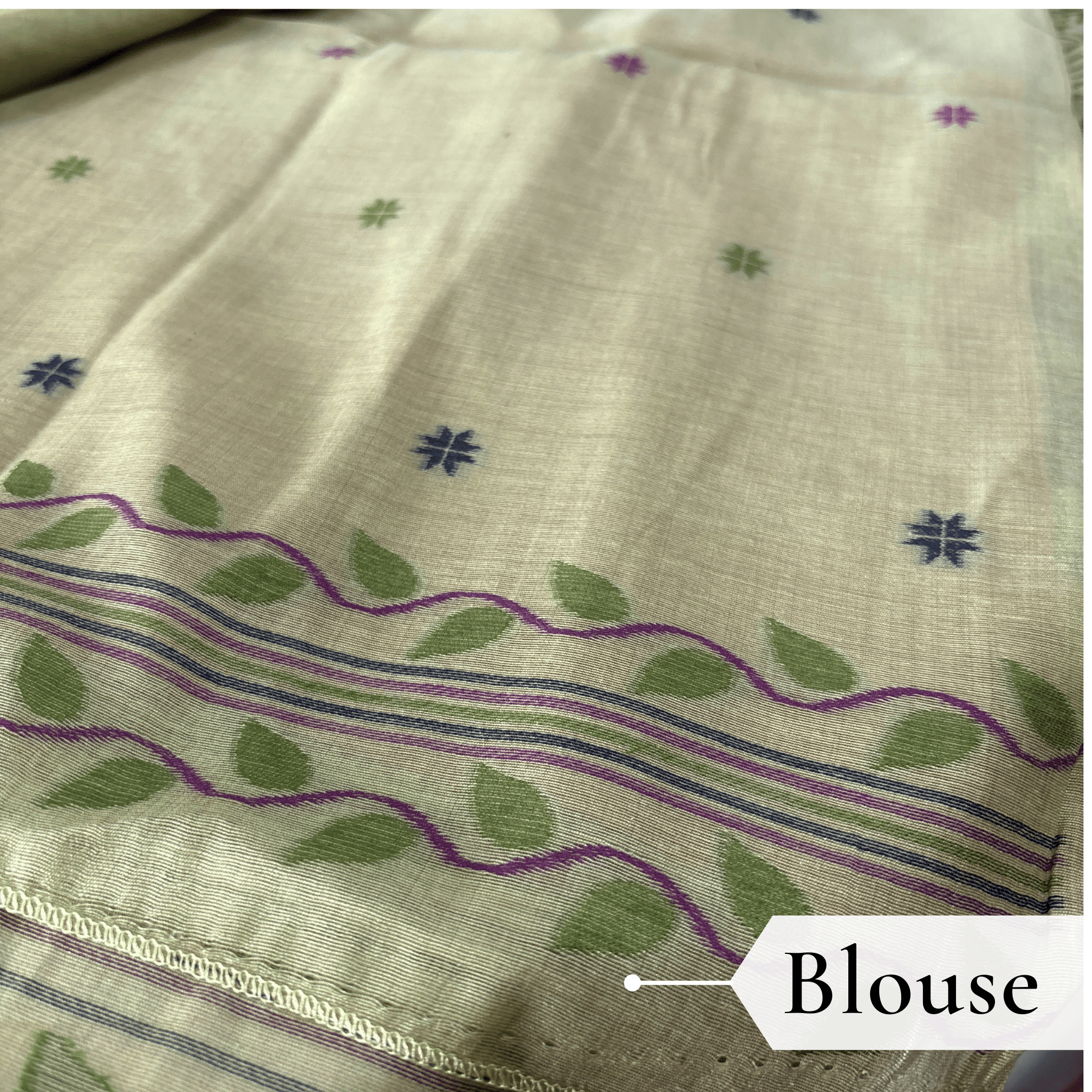 Cotton Mor Woven Saree — Lime Green — Tyohar — pallu detail