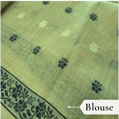 Cotton Kalamkari Woven Saree — Green — Daftar — pallu detail