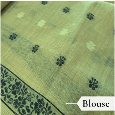 Cotton Kalamkari Woven Saree — Green — Daftar — pallu detail
