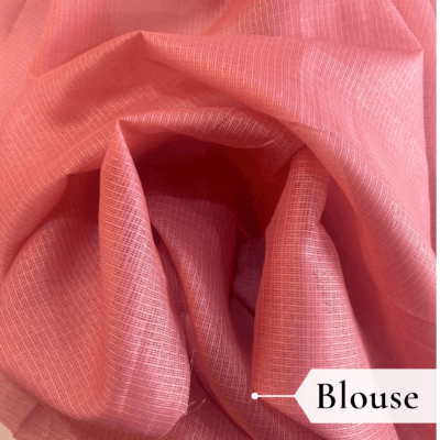 Kota Doria Floral Print Saree — Peach — Rozana — pallu detail