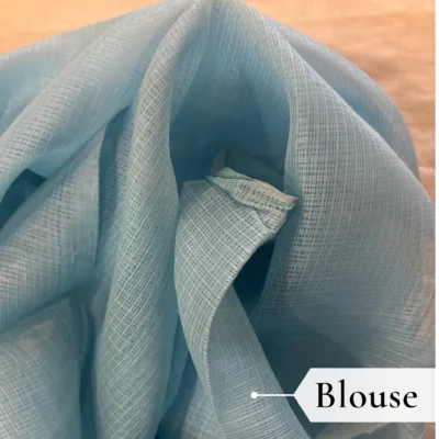 Kota Doria Floral Print Saree — Sky Blue — Rozana — pallu detail