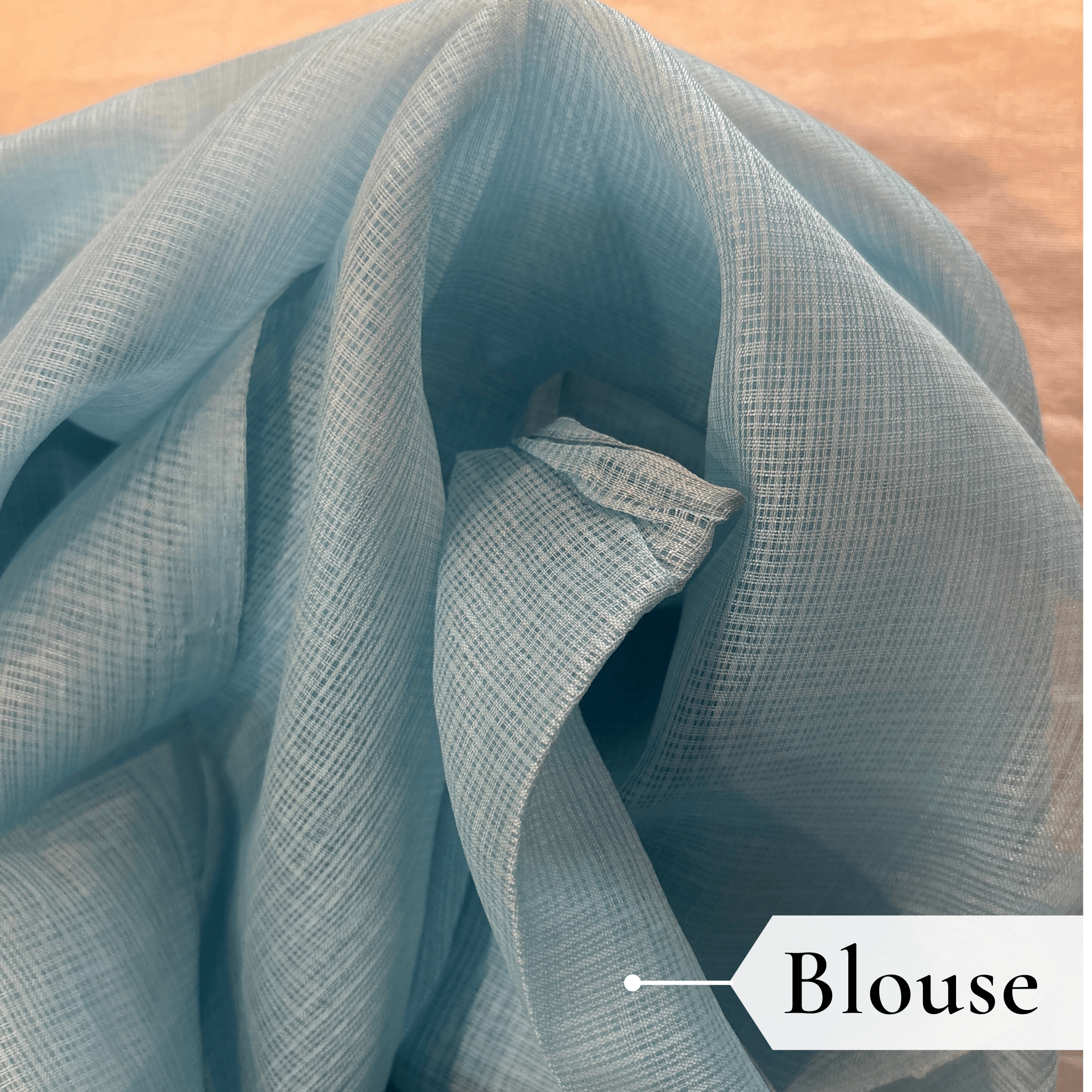 Kota Doria Floral Print Saree — Sky Blue — Rozana — pallu detail
