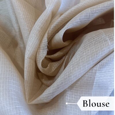 Kota Doria Floral Print Saree — Beige — Rozana — pallu detail