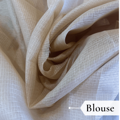 Kota Doria Floral Print Saree — Beige — Rozana — pallu detail