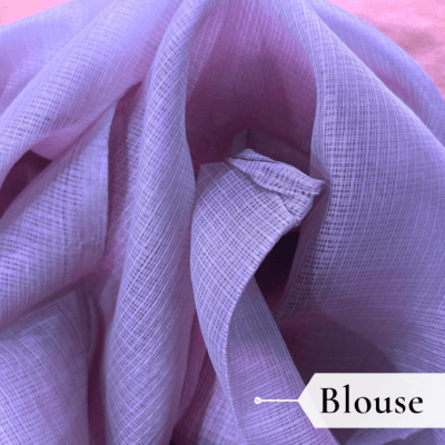 Kota Doria Floral Print Saree — Purple — Rozana — pallu detail