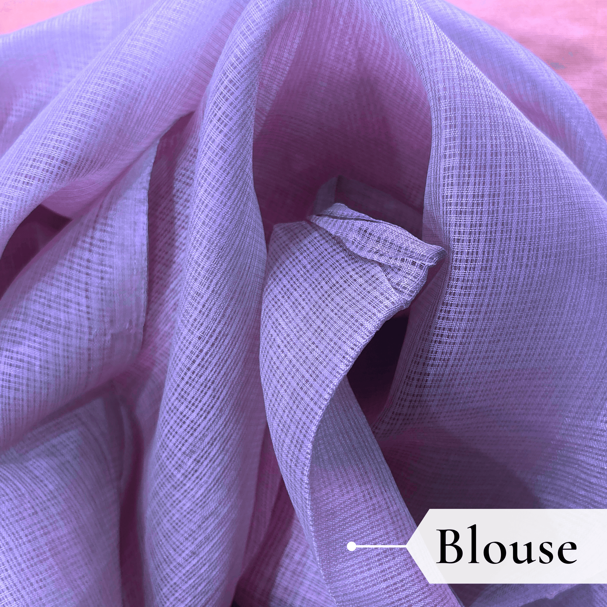 Kota Doria Floral Print Saree — Purple — Rozana — pallu detail