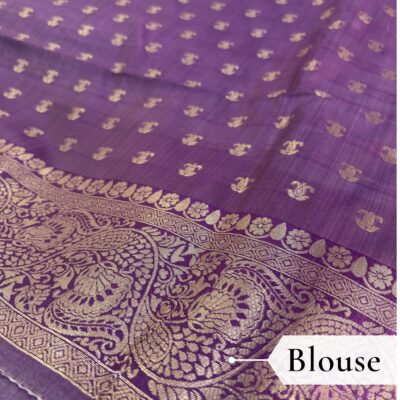 Cotton Geometric Bel Woven Saree — Violet - Image 6