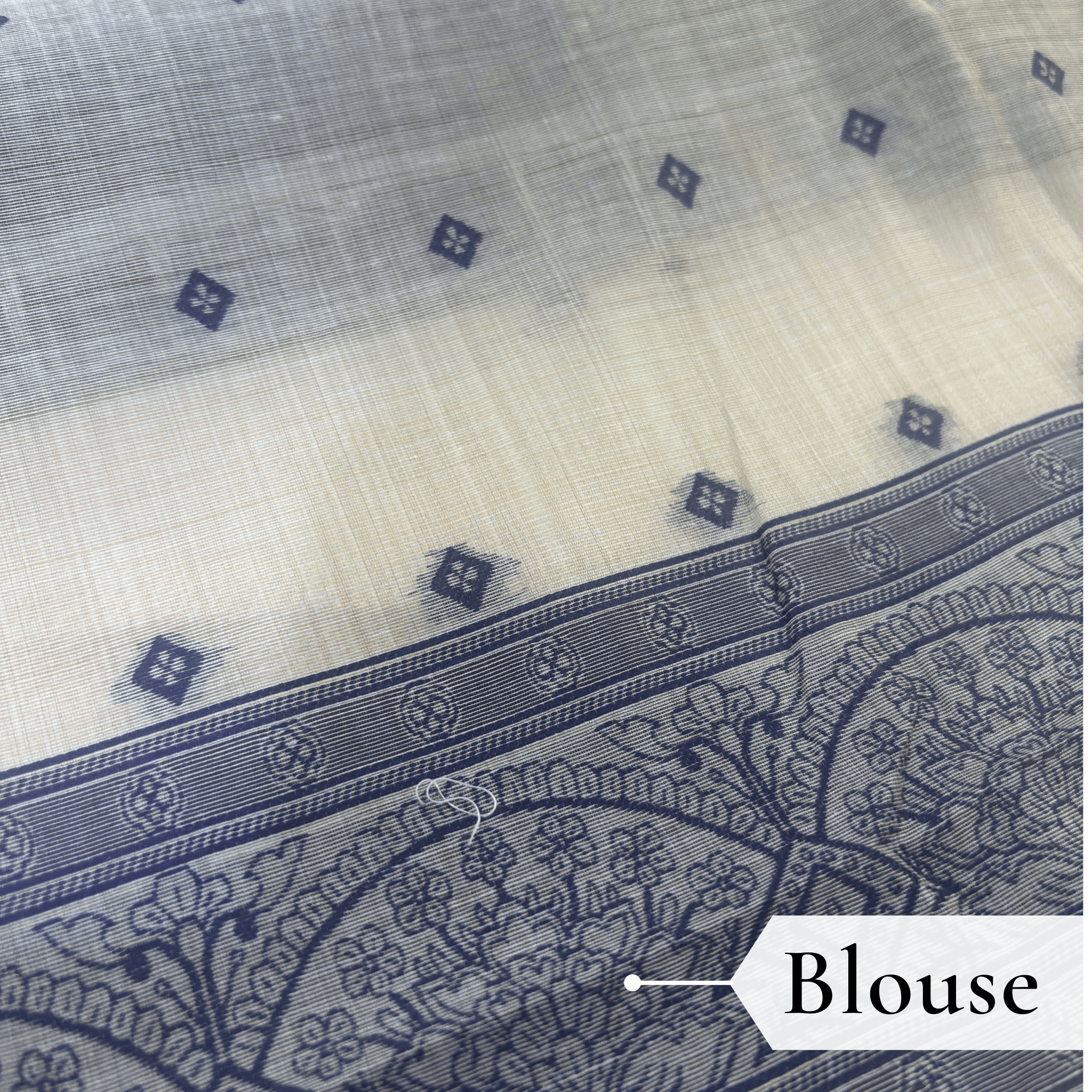 Cotton Bouquet Woven Saree — Dark Blue - Image 6