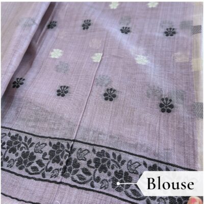 Cotton Kalamkari Woven Saree — Purple — Daftar — pallu detail