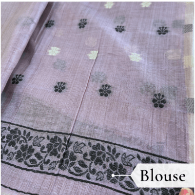Cotton Kalamkari Woven Saree — Purple — Daftar — pallu detail