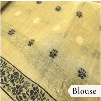 Cotton Kalamkari Woven Saree — Yellow — Daftar — pallu detail