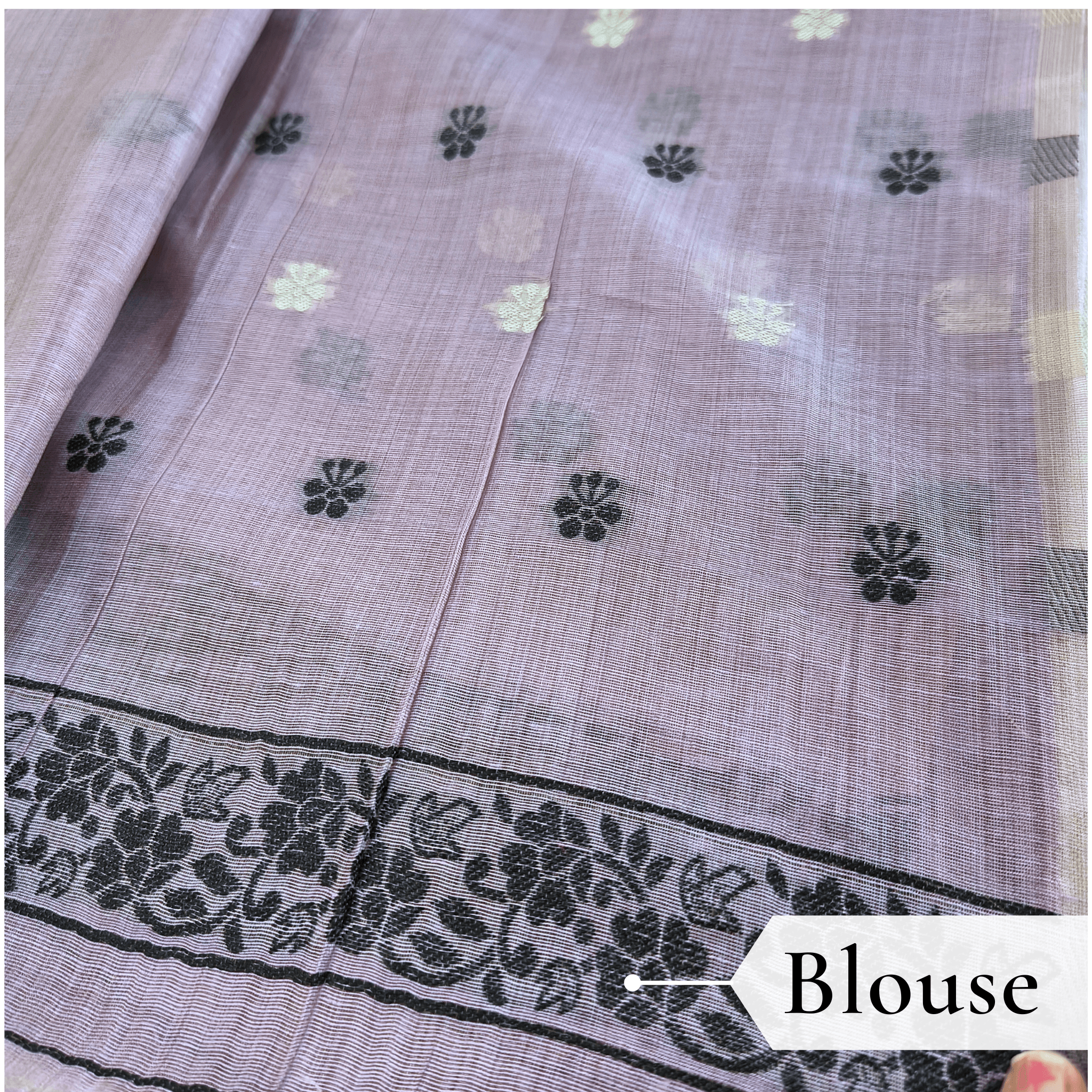 Cotton Kalamkari Woven Saree — Purple — Daftar — pallu detail