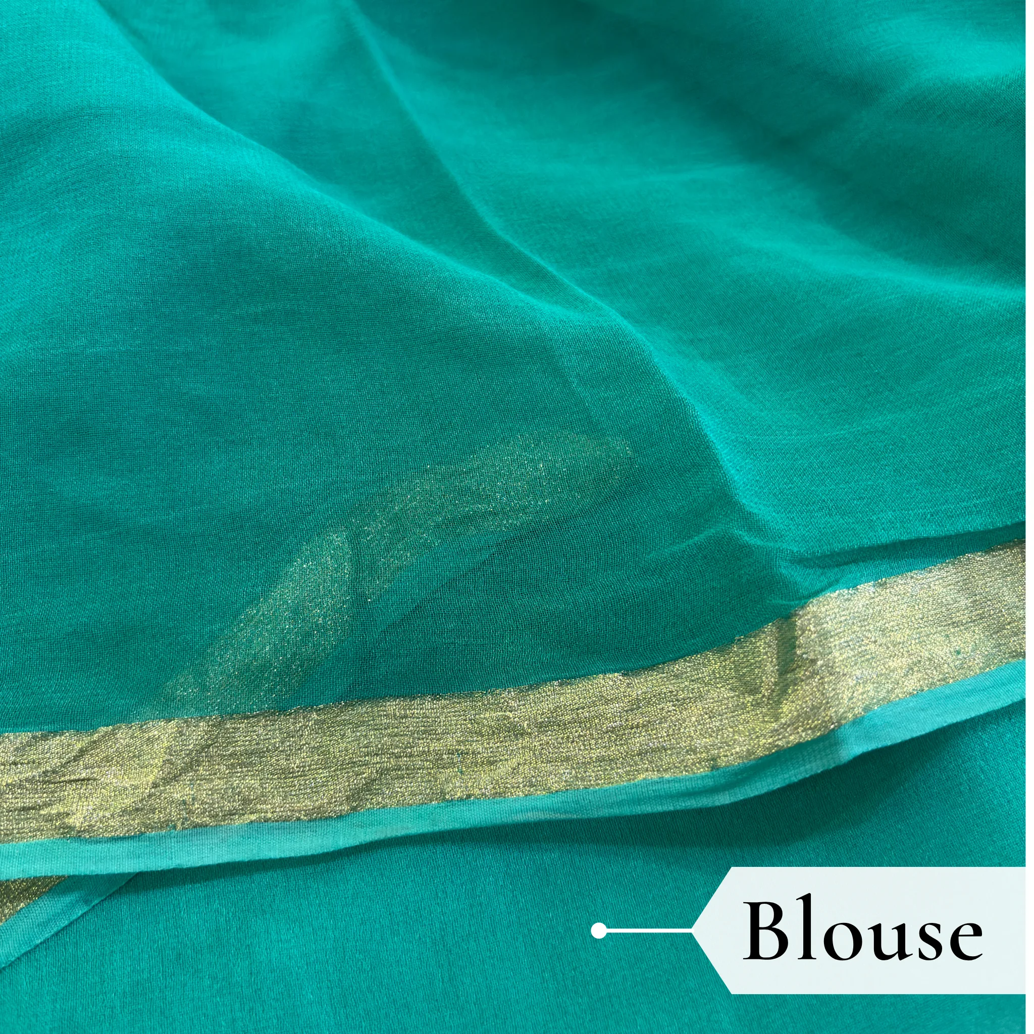 Viscose Georgette Hans Embroidered Saree — Rama Green - Image 6
