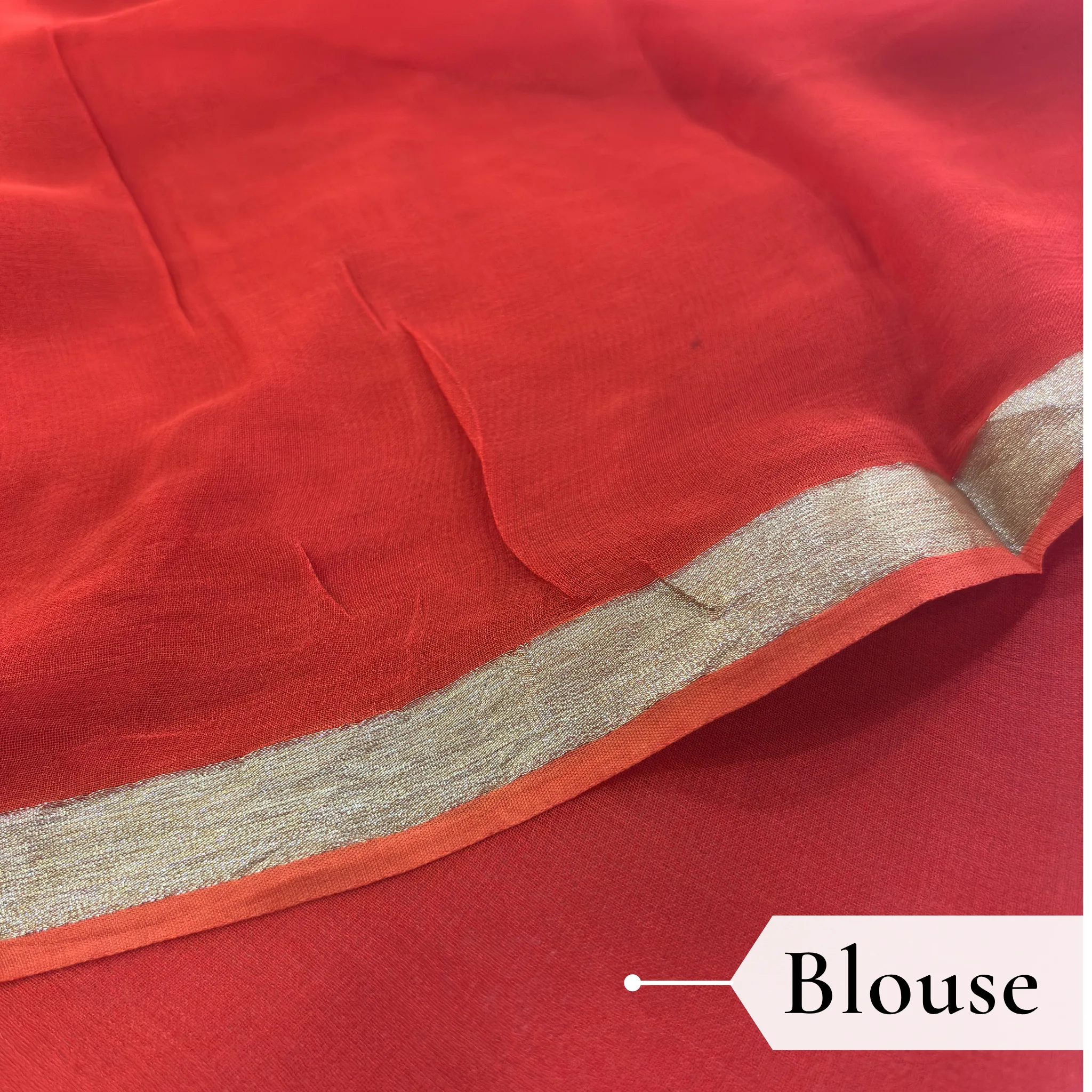 Viscose Georgette Hans Embroidered Saree — Rust Orange - Image 6