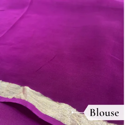 Viscose Georgette Hans Embroidered Saree — Violet - Image 6