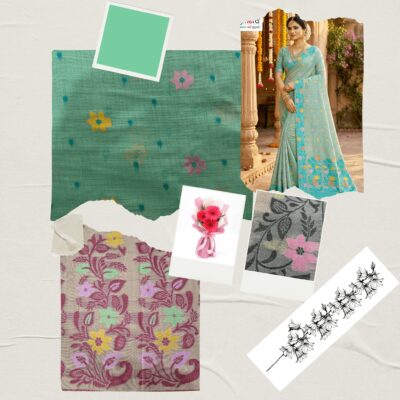Cotton Jamdani Woven Saree — Mint Green — Tyohar — drape detail