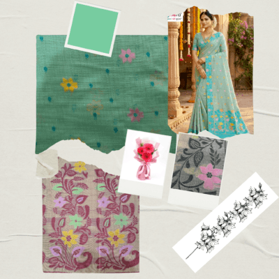 Cotton Jamdani Woven Saree — Mint Green — Tyohar — drape detail