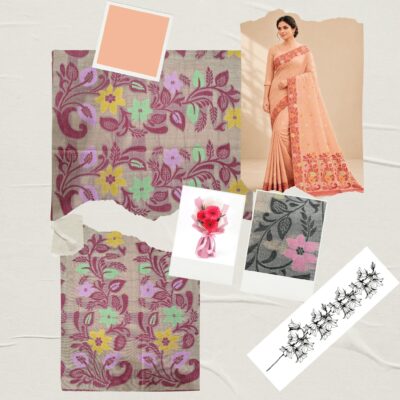 Cotton Jamdani Woven Saree — Peach — Tyohar — drape detail
