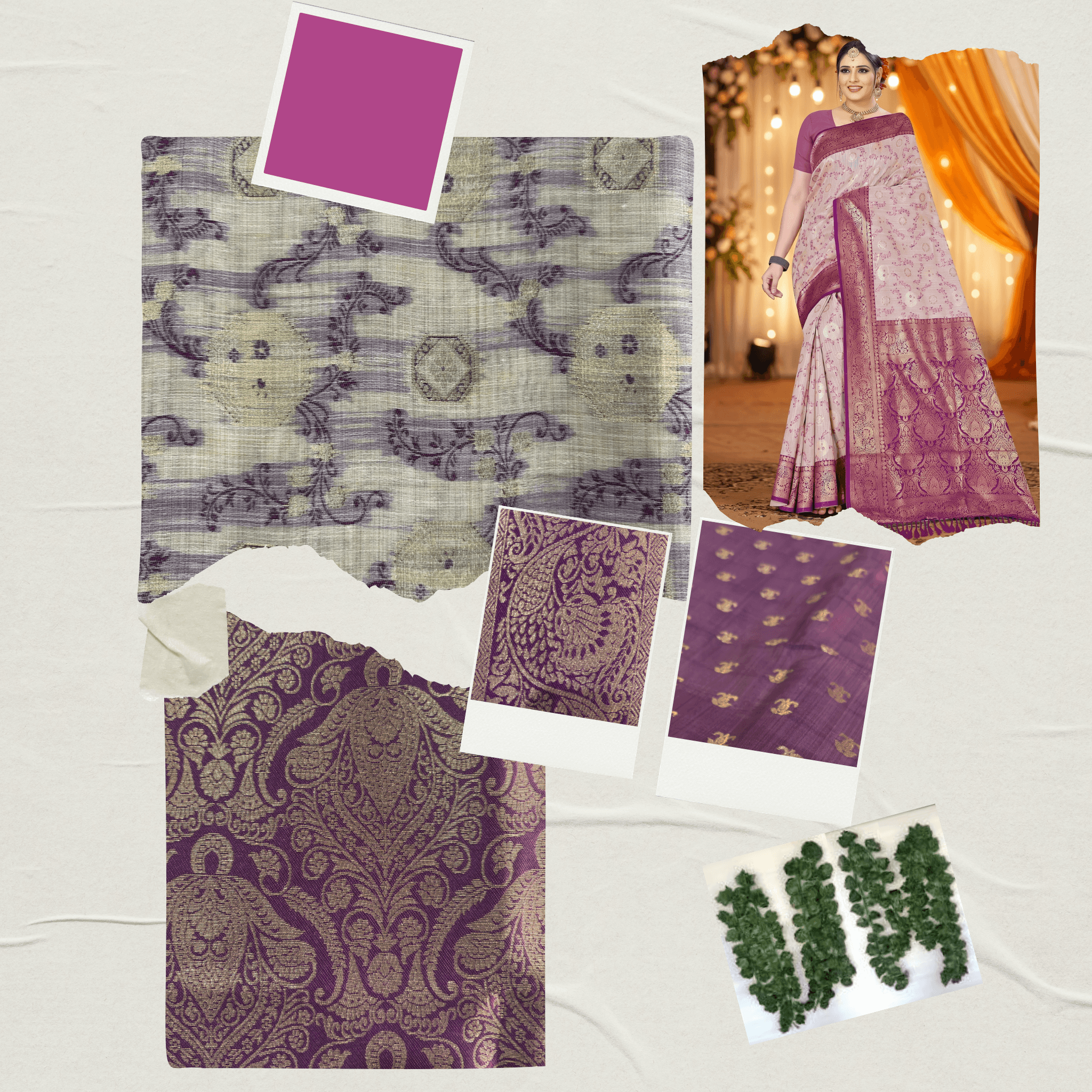 Cotton Geometric Bel Woven Saree — Violet - Image 7