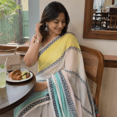 Handloom Bengal Cotton Jamdani Saree — Multicolour Floral