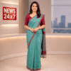 Khadi Check Handloom Saree — Green