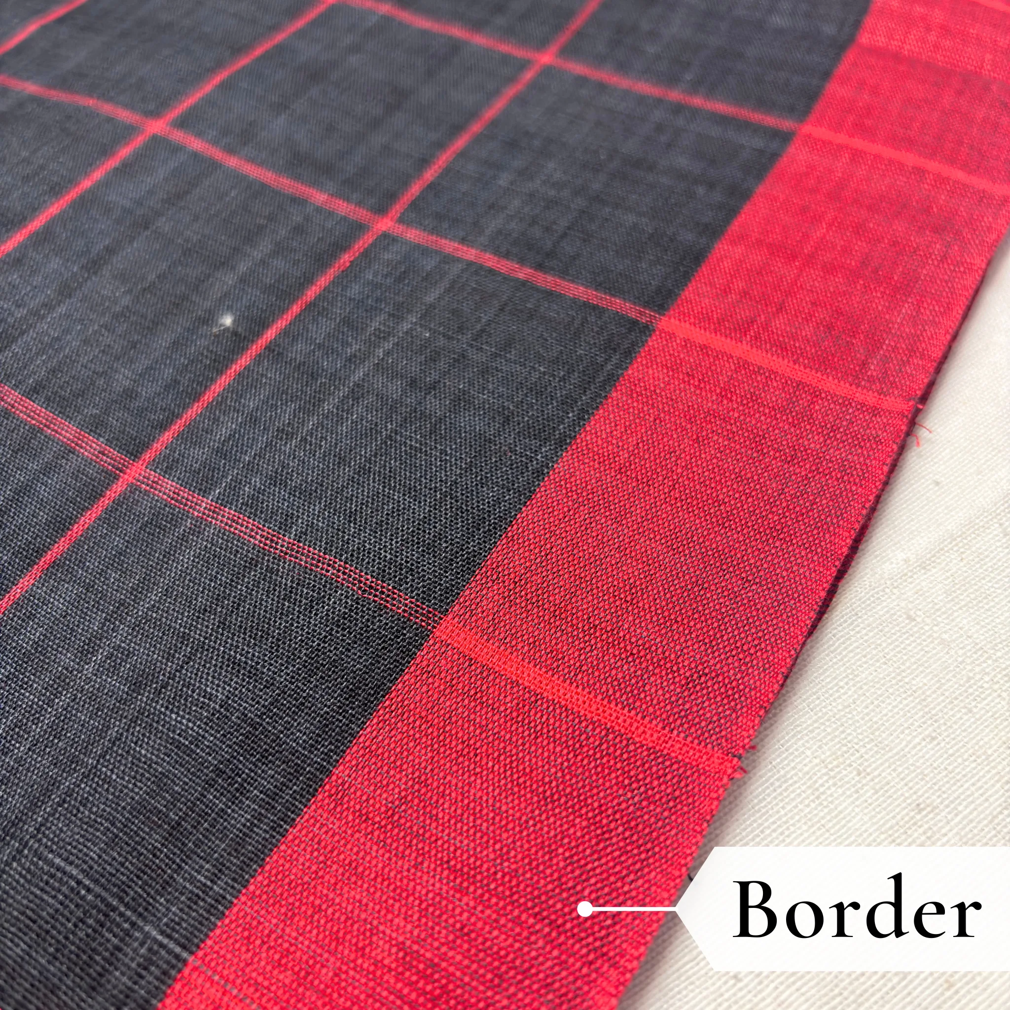 Khadi Check Handloom Saree — Black - Image 4