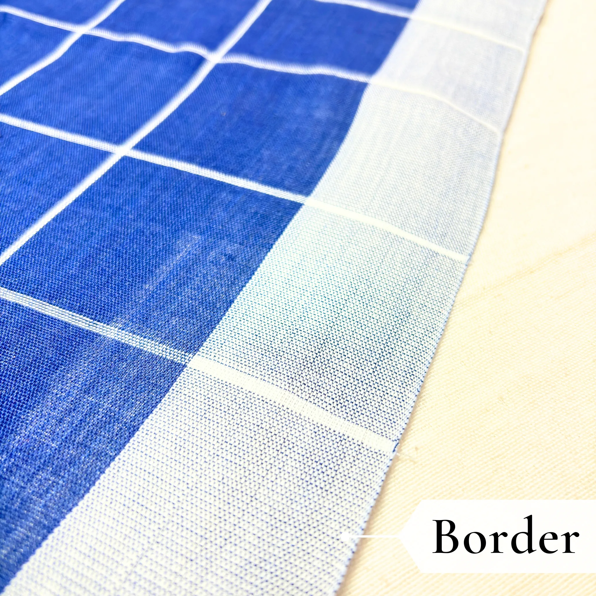Khadi Monochrome Check Handloom Saree — Navy Blue - Image 4