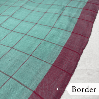Khadi Check Handloom Saree — Green - Image 4