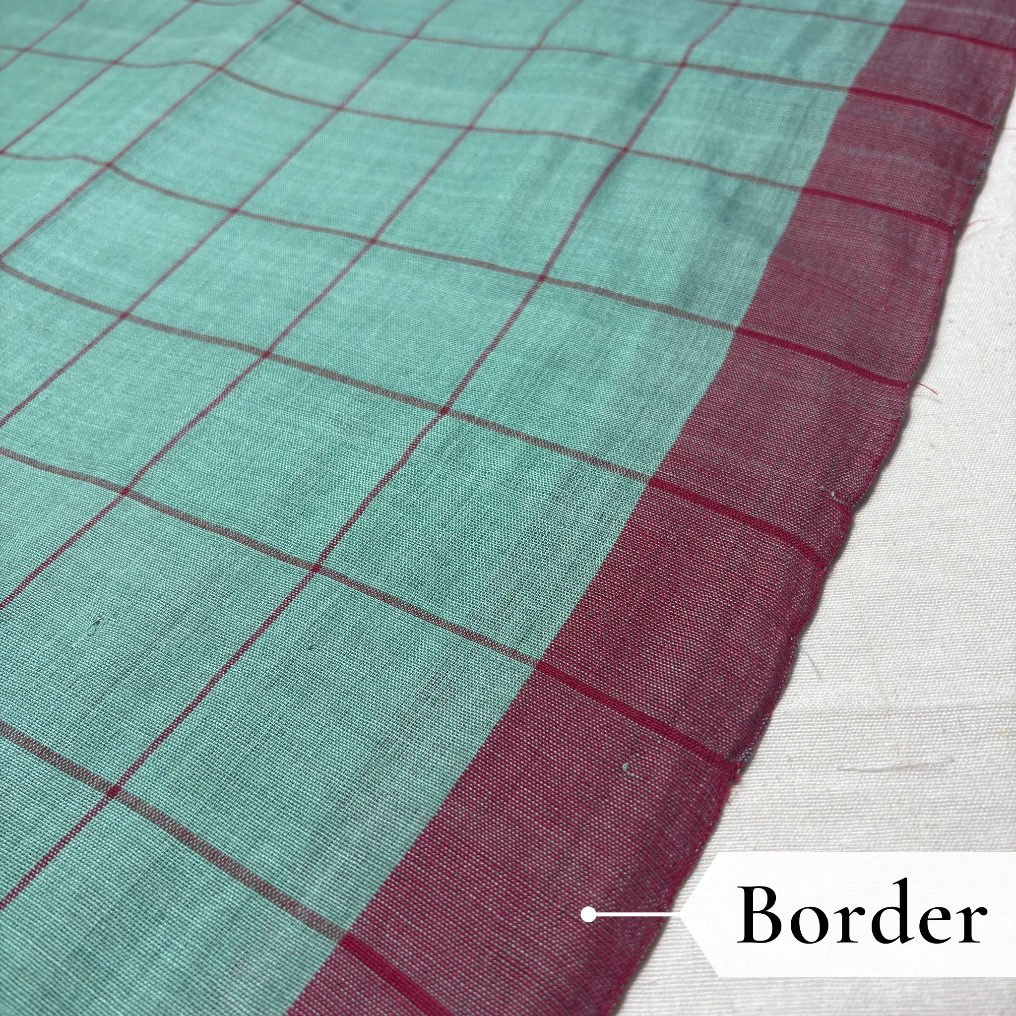 Khadi Check Handloom Saree — Green - Image 4