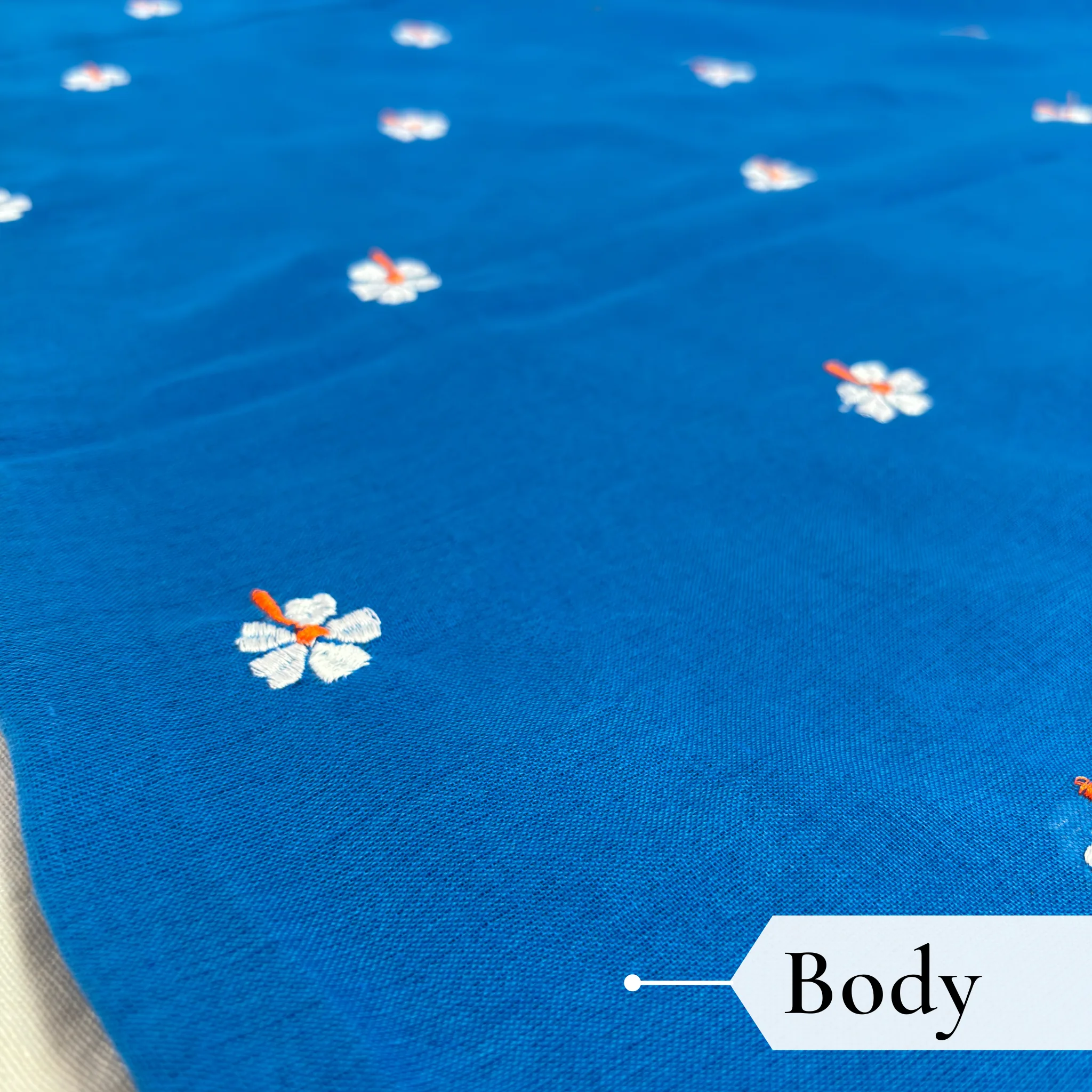 Khadi Harsingar Embroidered Saree — Sky Blue - Image 3