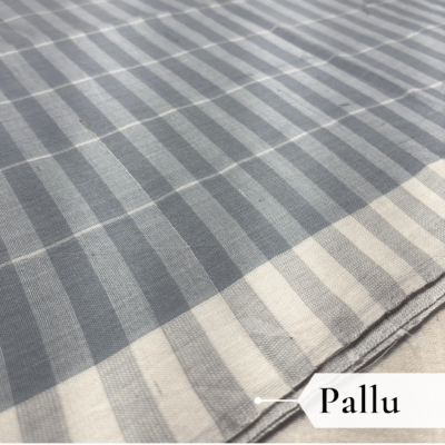 Alternative view of Khadi Monochrome Check Handloom Saree — Grey