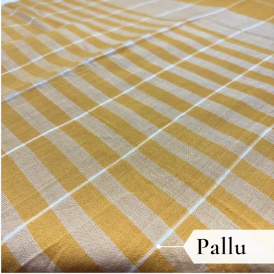 Alternative view of Khadi Monochrome Check Handloom Saree — Mustard